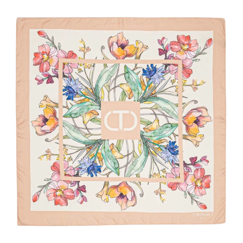 Twinset Vierkante Beige Gemengde Print Set Multicolor Dames