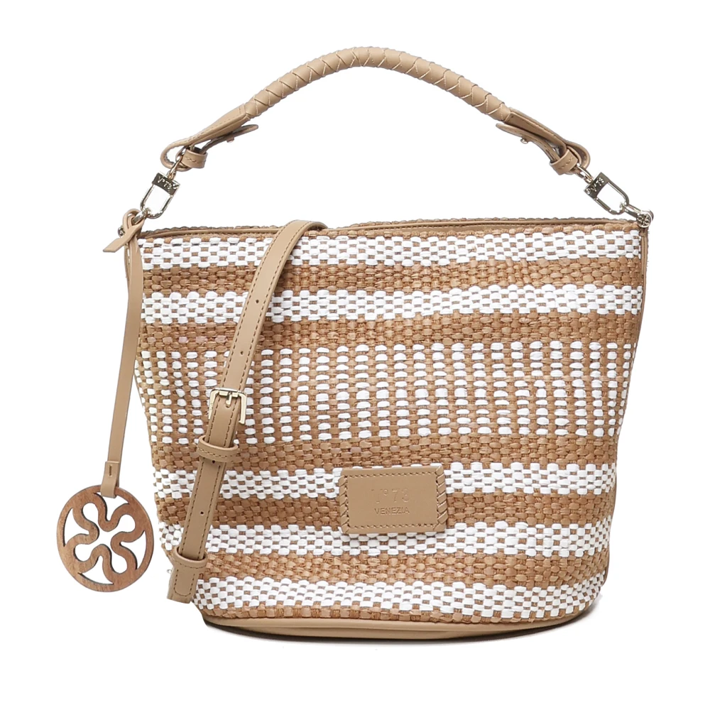 V73 Beige Woven Hobo Bag With Pendant - Female - Handbags - One Size - Bags