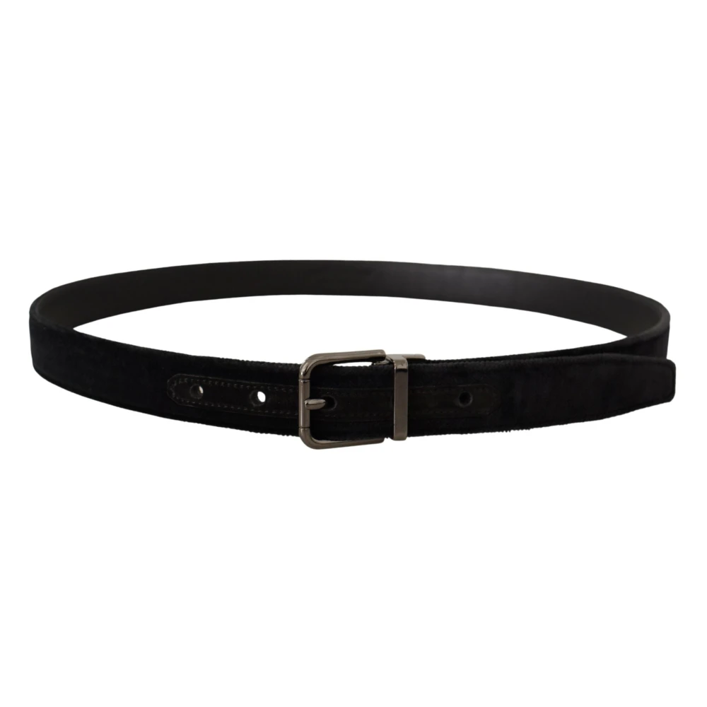 Dolce & Gabbana Elegante zwarte leren riem met zilveren gesp Black Heren
