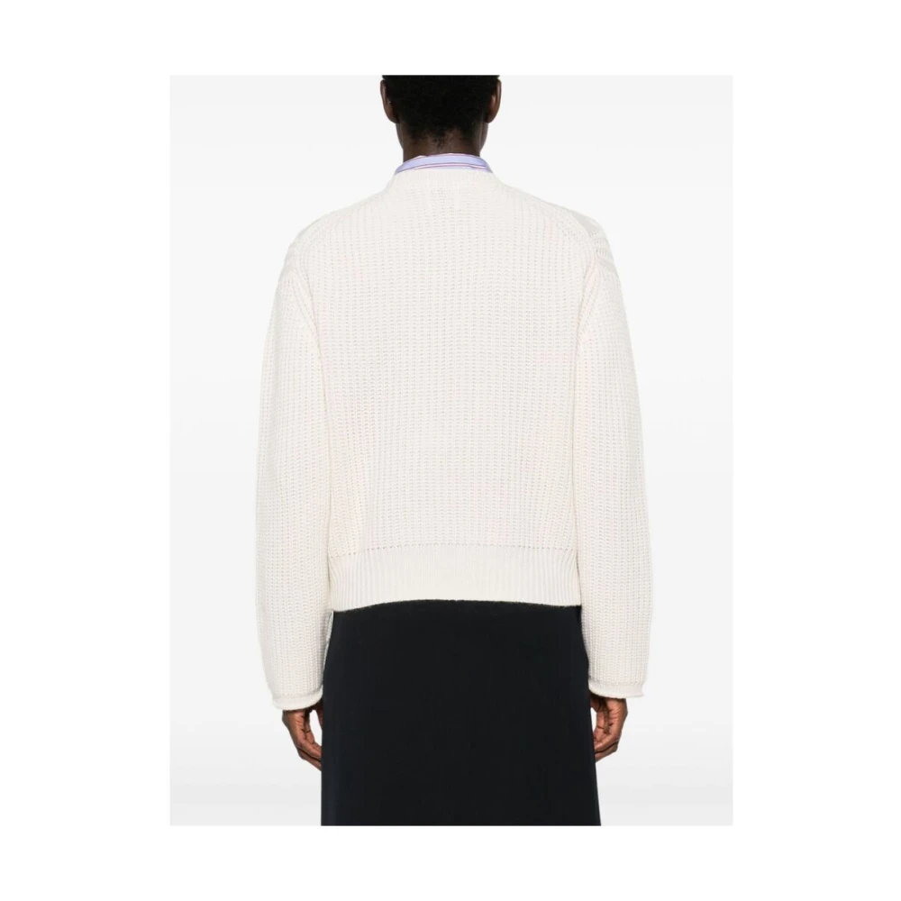 allude Ivoor Kabelgebreide V-Hals Trui White Dames