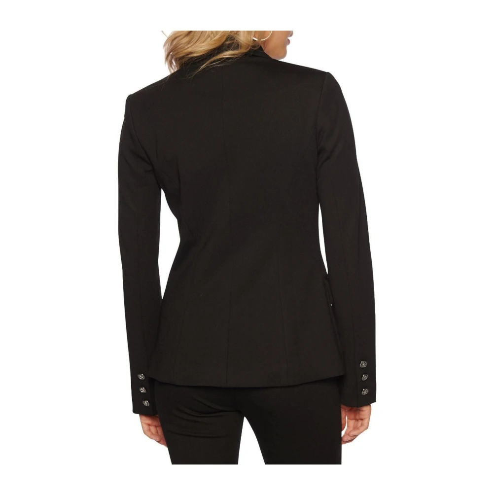 Guess Logo Button Blazer Zwart Slim Fit Black Dames