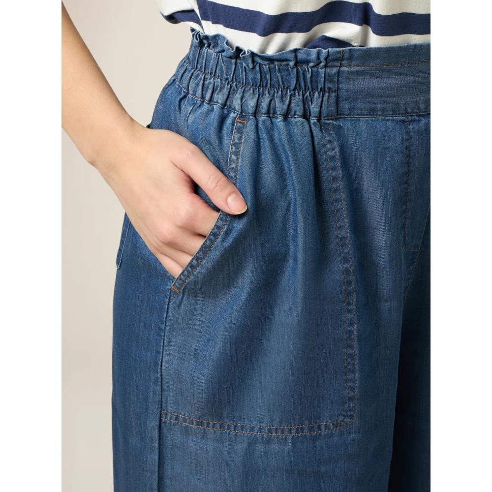 Oltre Tencel Palazzo Broek met Denim Effect Blue Dames