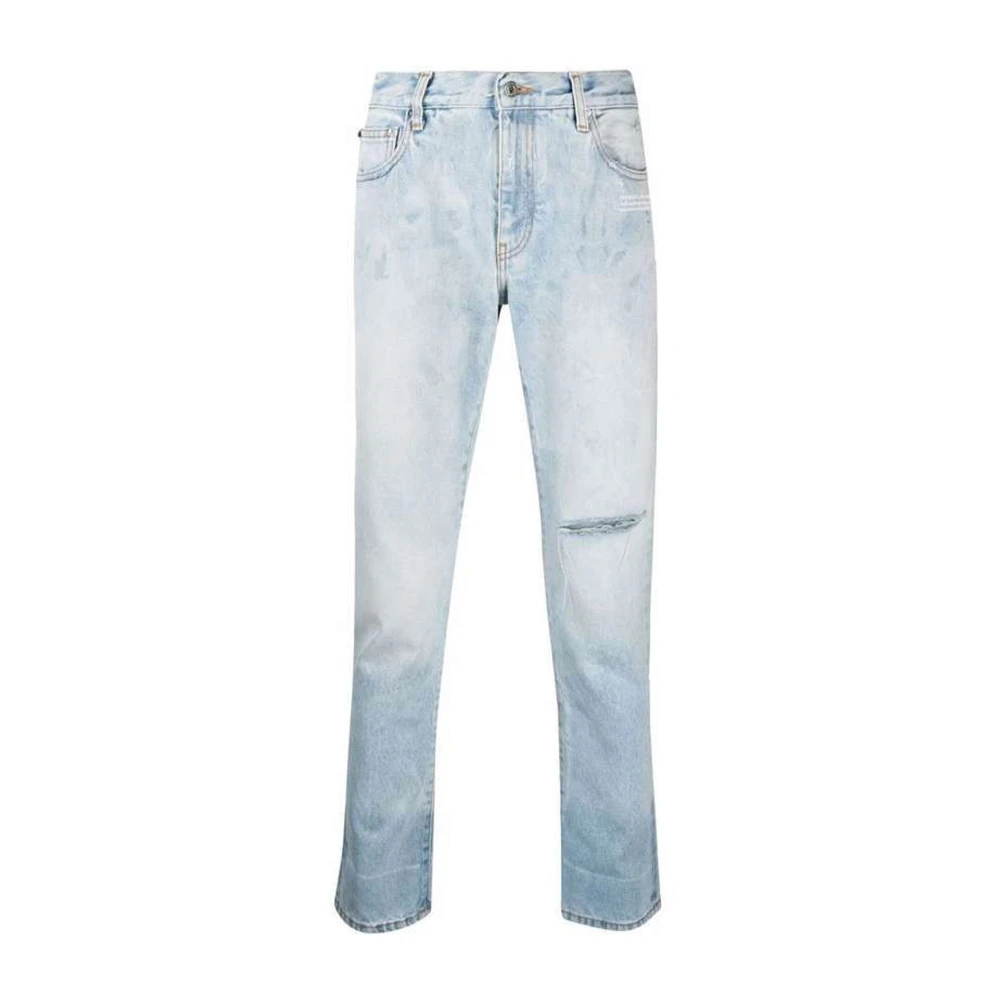 Off White Blauwe Katoenen Denim Jeans voor Heren Blue Heren