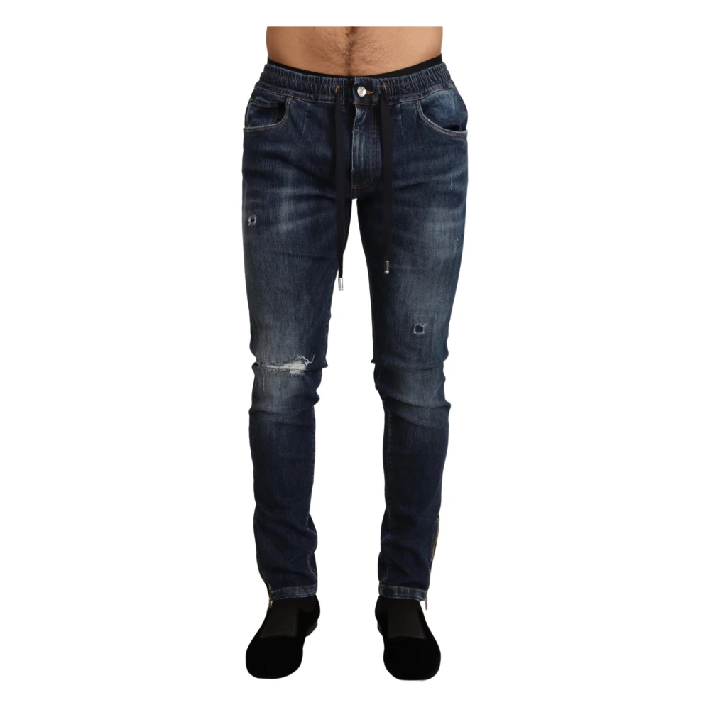 Dolce & Gabbana Men's Blue Tattered Skinny Denim Jeans