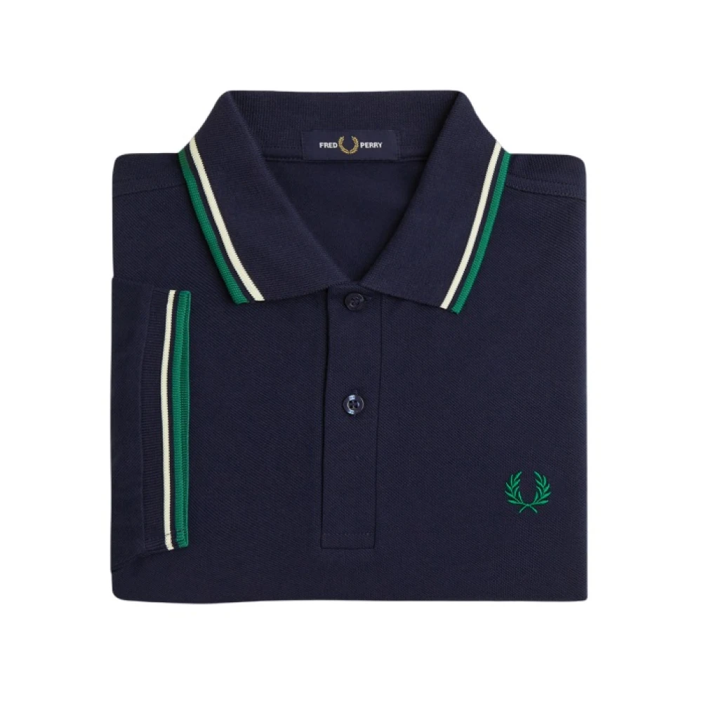 Fred Perry Blauw Poloshirt met Dubbele Streep Blue Heren