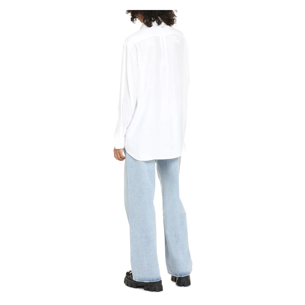 Burberry Zijden Shirt met Nacre Knopen White Dames