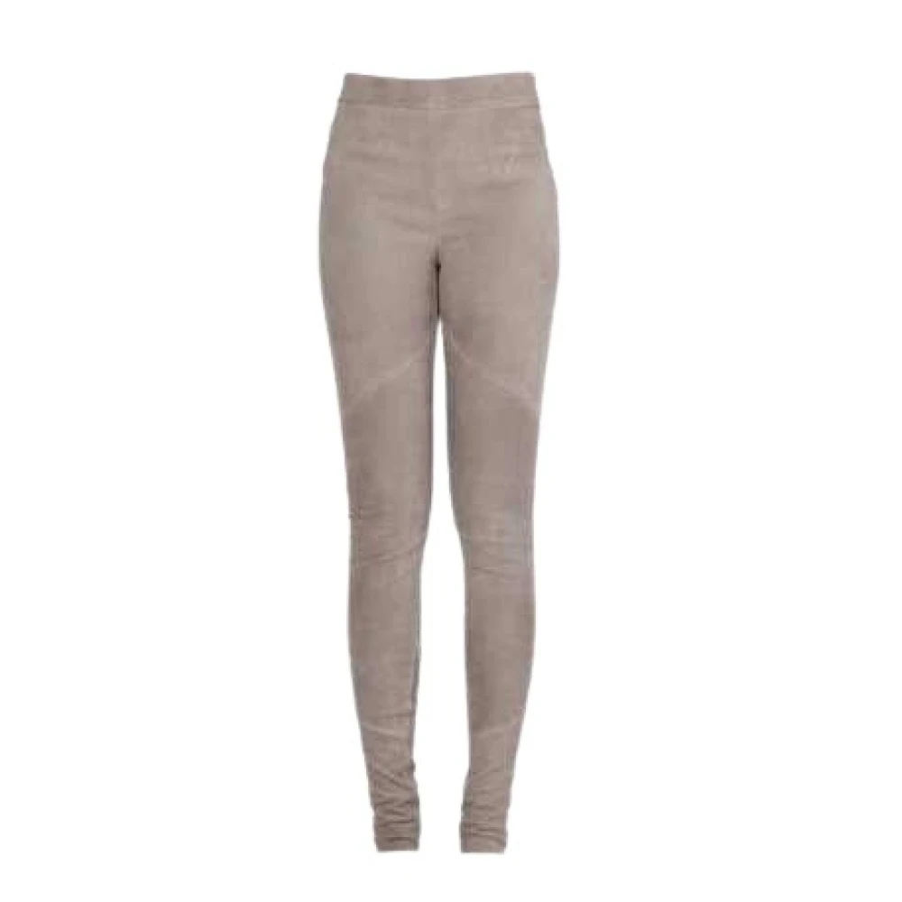 Isabel Benenato Taupe Mocka Läder Leggings Dl04 88 Beige, Dam