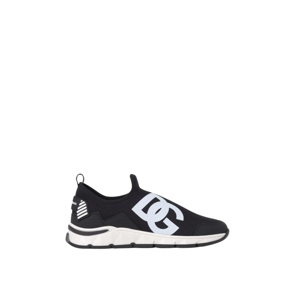 Dolce & Gabbana Women's Black Knit Slip-On Sneakers