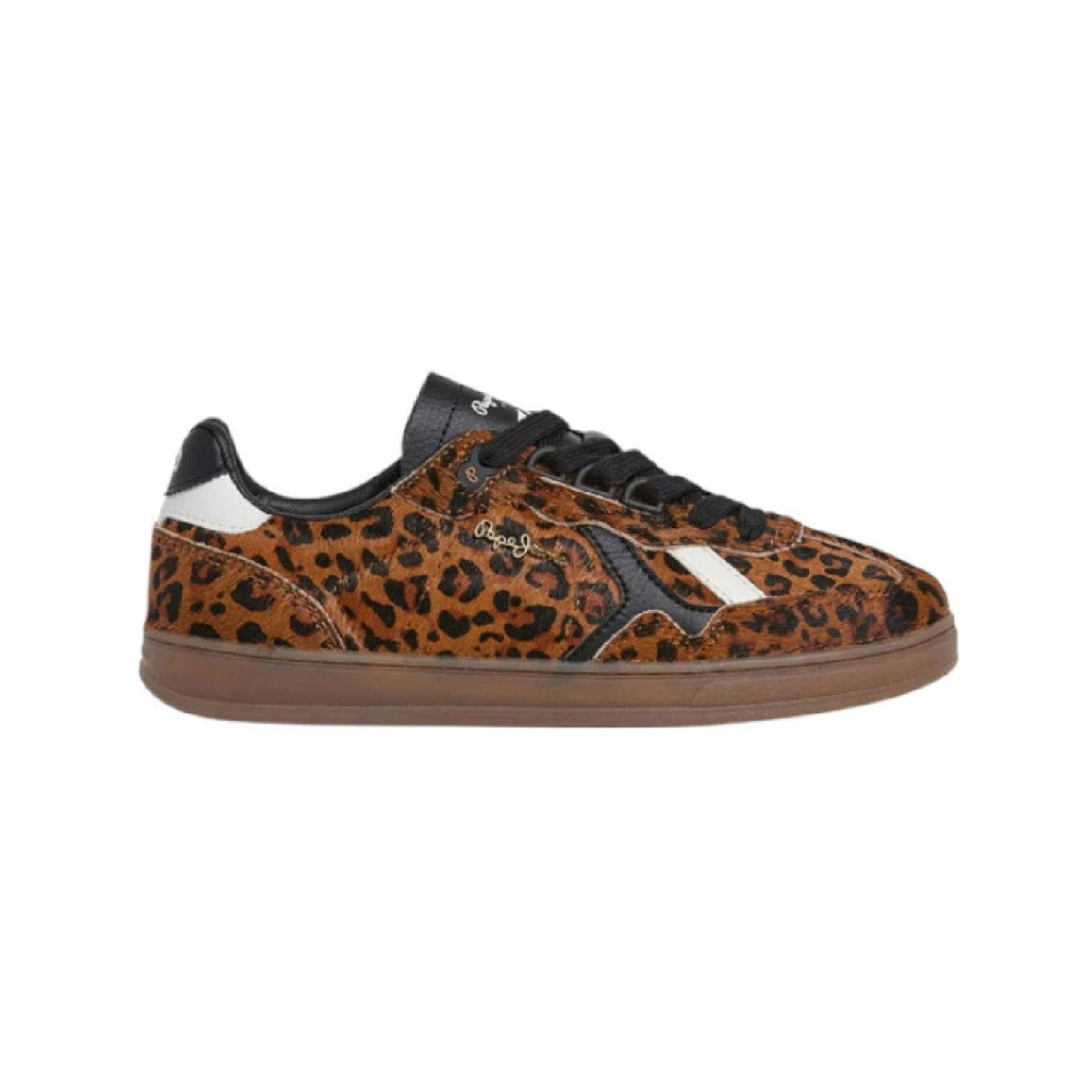 Pepe Jeans Women's Brown Sneakers,, Leopard Print Urban Trainers Size 8 Uk