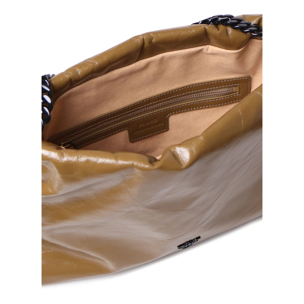 pinko Bruin Leren Kettinghandvat Trekkoordtas Brown Dames