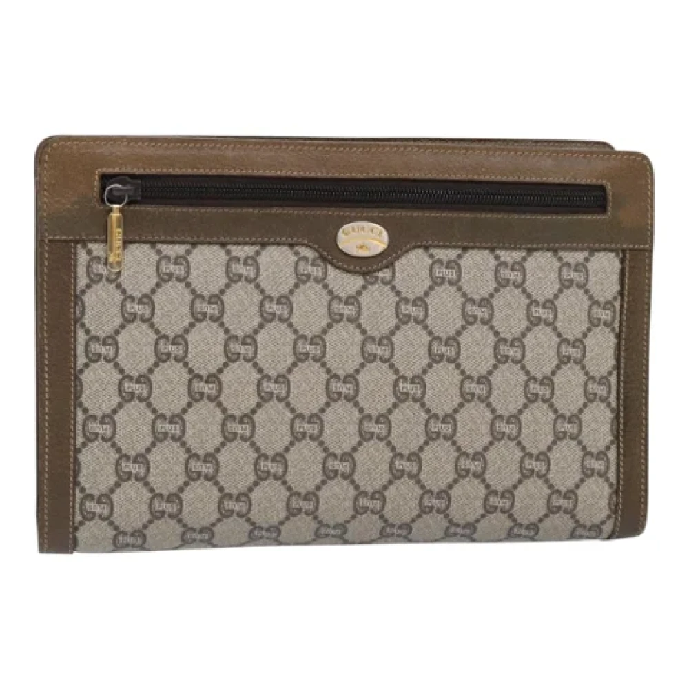 Gucci Vintage Pre-owned Leather clutches Beige Dames