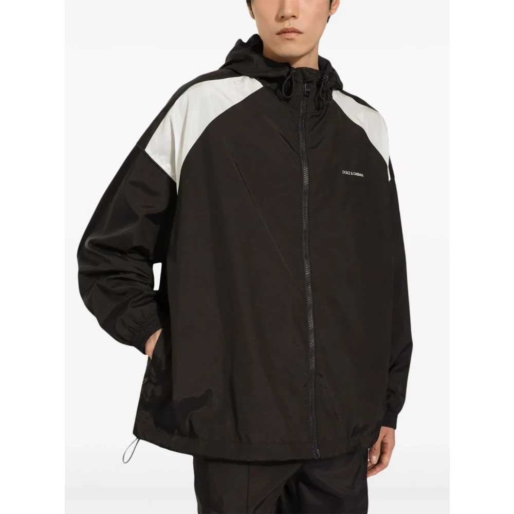 Dolce & Gabbana Zwarte Jassen met Trekkoord Capuchon Black Heren
