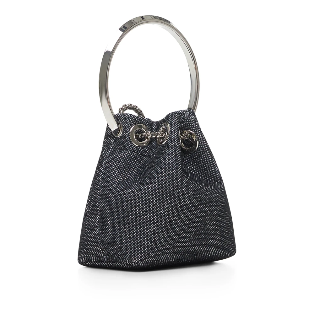 Jimmy Choo Metalen Ketting Trekkoord Glitter Mesh Tas Gray Dames