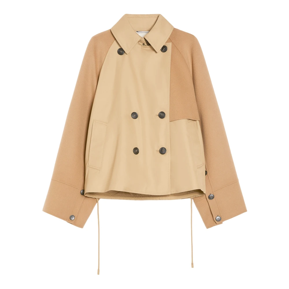 Max Mara Weekend Dubbelrijige trenchcoat in waterafstotende gabardine Beige Dames