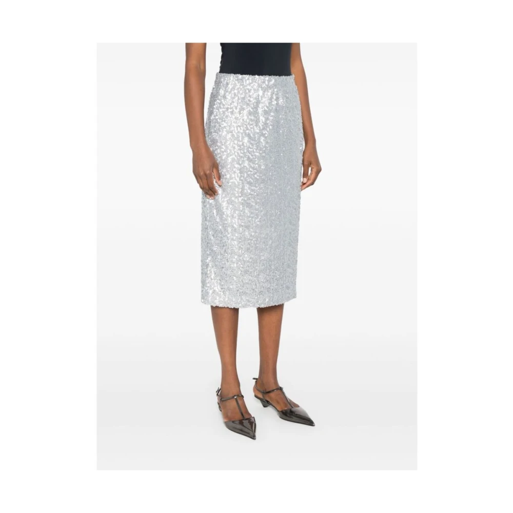 Stine Goya Pailletversierde Rok met Elastische Taille Gray Dames