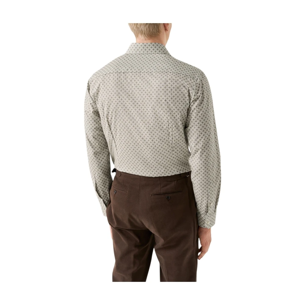 Eton Geometrische Handtekening Twill Shirt Print Beige Heren