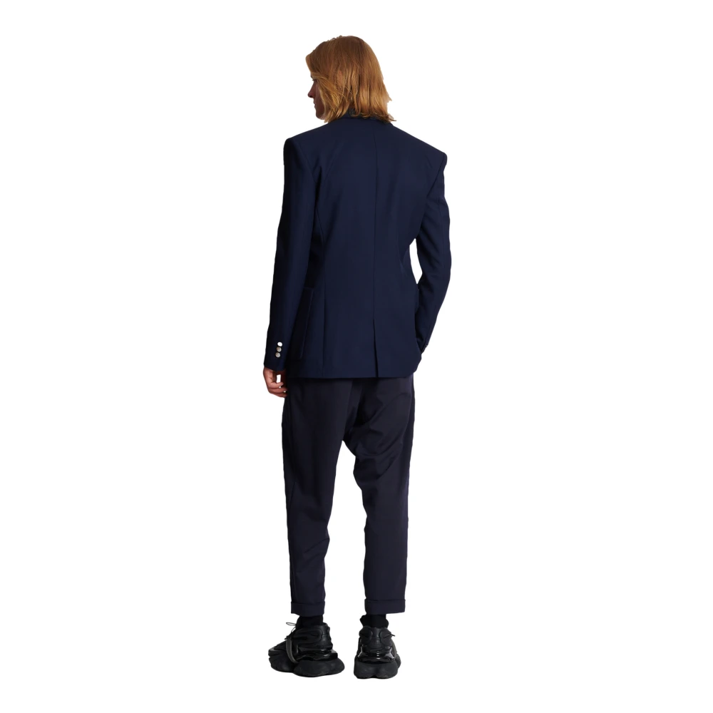 Balmain 6-knoops twill jas Blue Heren