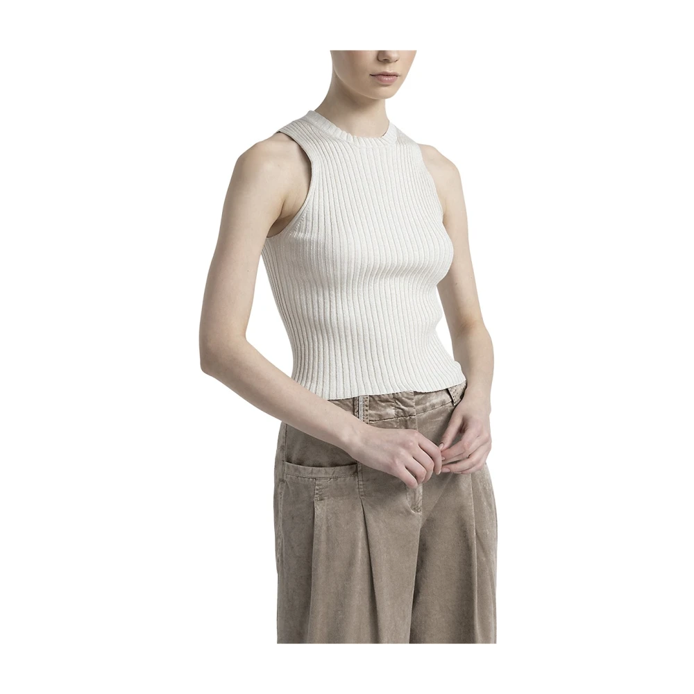 PESERICO Viscose en lurex garen top Beige Dames