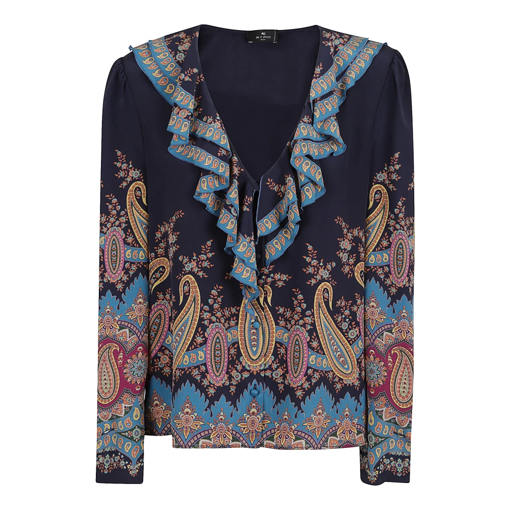 Etro Women's Multicolor Blue Silk Shirt Elegant Style - Blouses - S - Blouses & Shirts