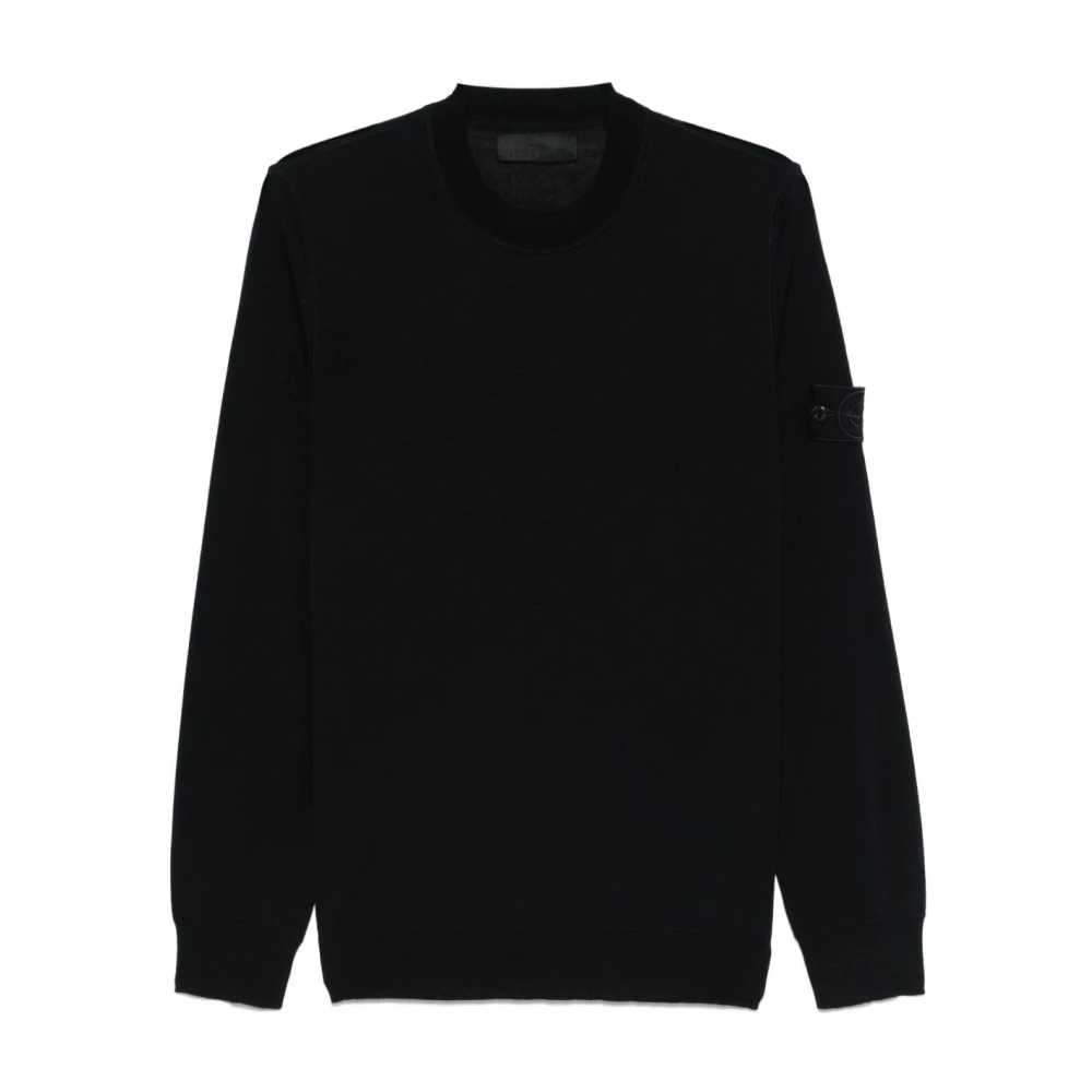 Stone Island Blauwe Wollen Gebreide Trui Blue Heren