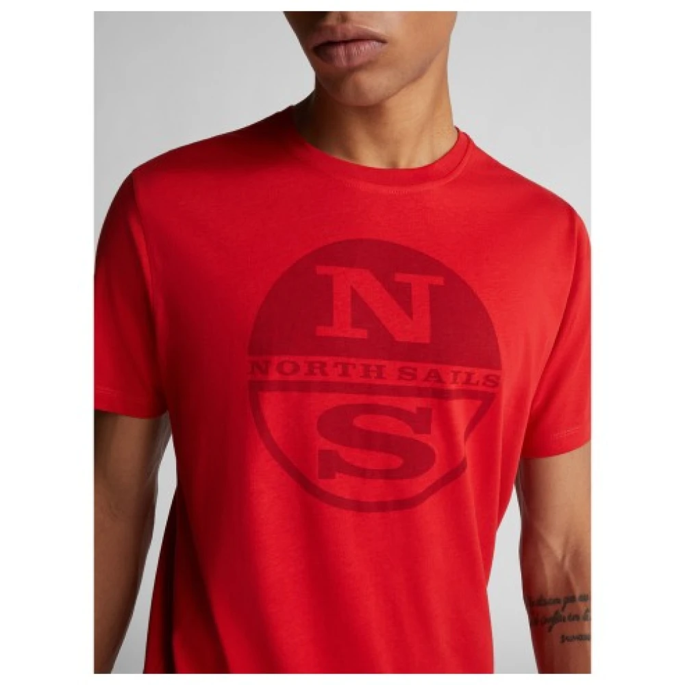 North Sails Organisch T-shirt met ronde hals en korte mouwen Red Heren