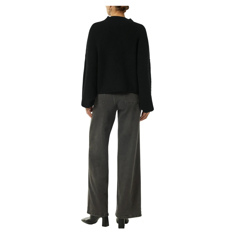 comma Gebreide Poncho met Opstaande Kraag Black Dames