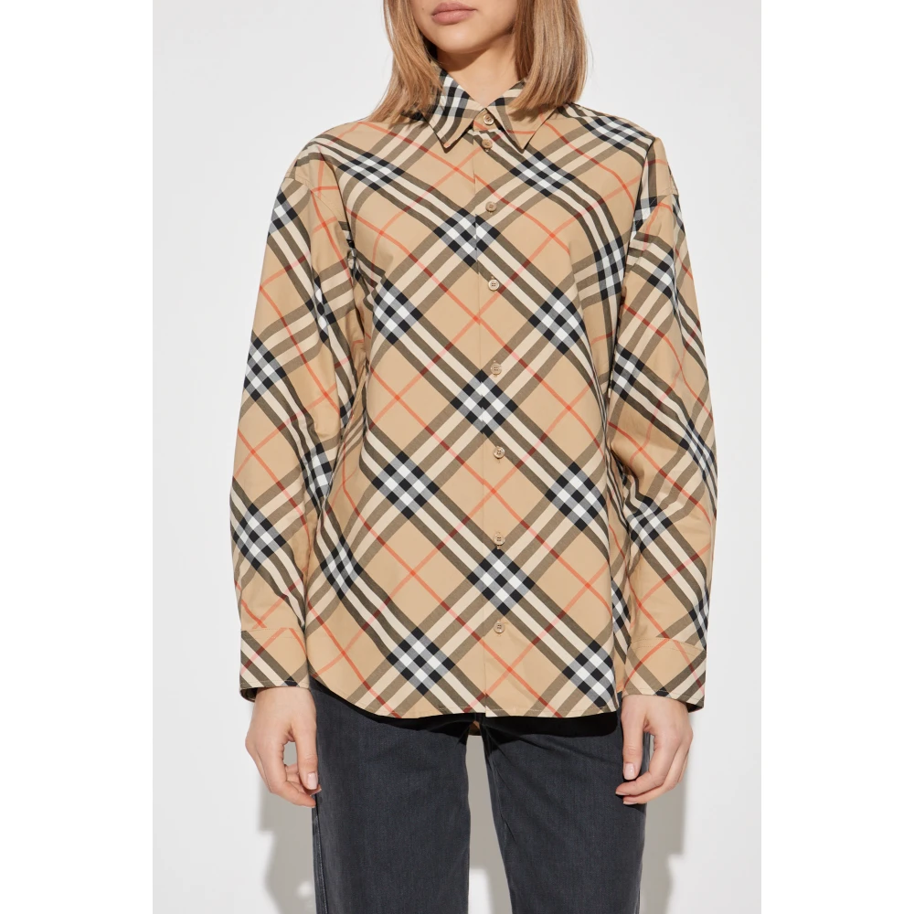 Burberry Geruite overhemd Beige Dames