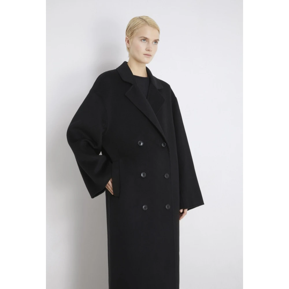 Loulou Studio Zwarte Wol Kasjmier Jas Black Dames