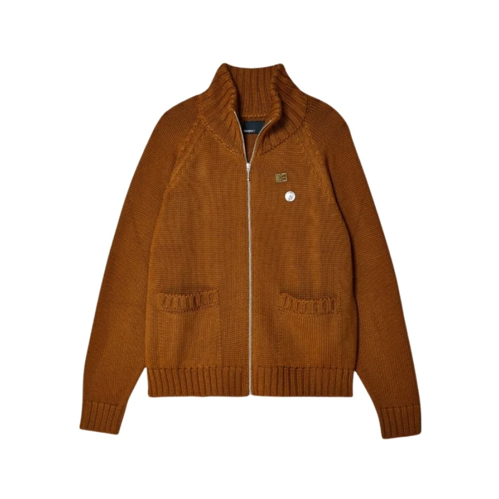 Rassvet Men's Brown Cardigans, Xl, Zipped Cardigan Knit In