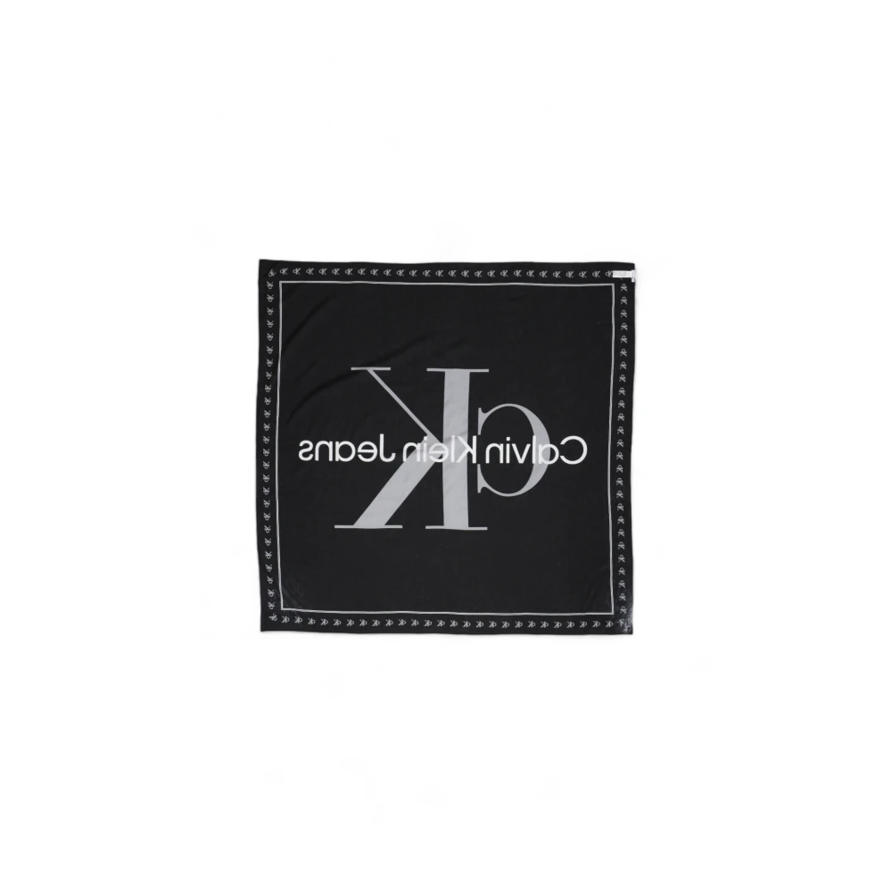 Calvin Klein Organisch Katoen Logo Sjaal Collectie Black Dames