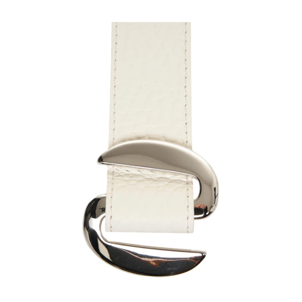 Orciani Witte Leren Riem Elegante Zilveren Accenten White Dames