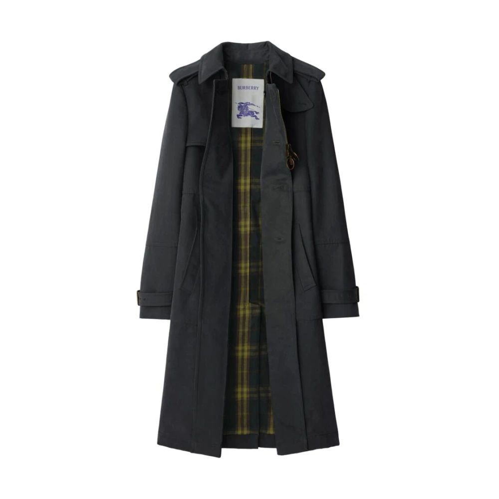 Burberry Donkergrijze Katoenen Jas Blue Dames