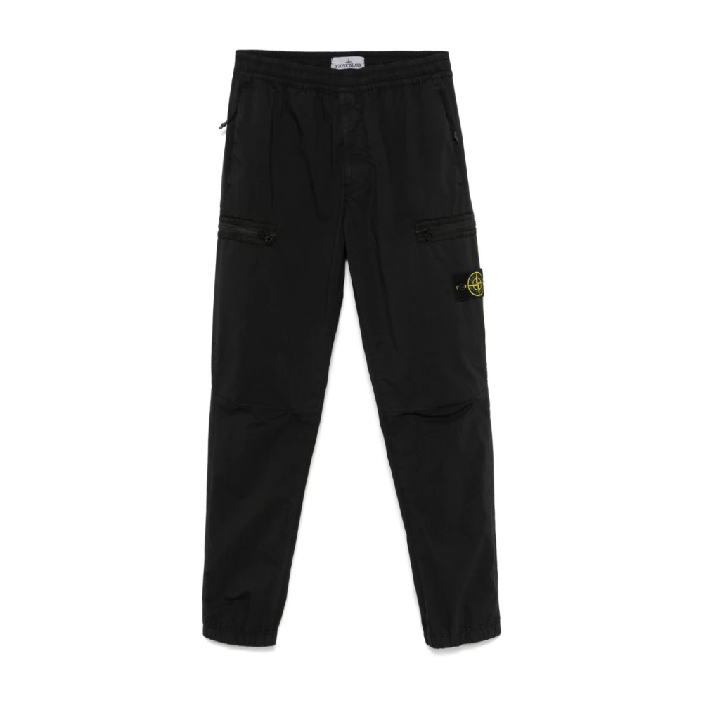 Stone Island Zwarte Nylon Cargo Broek Black Heren