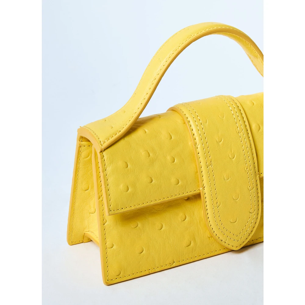 Jacquemus Ostrich-Embossed Lange Schoudertas Yellow Dames