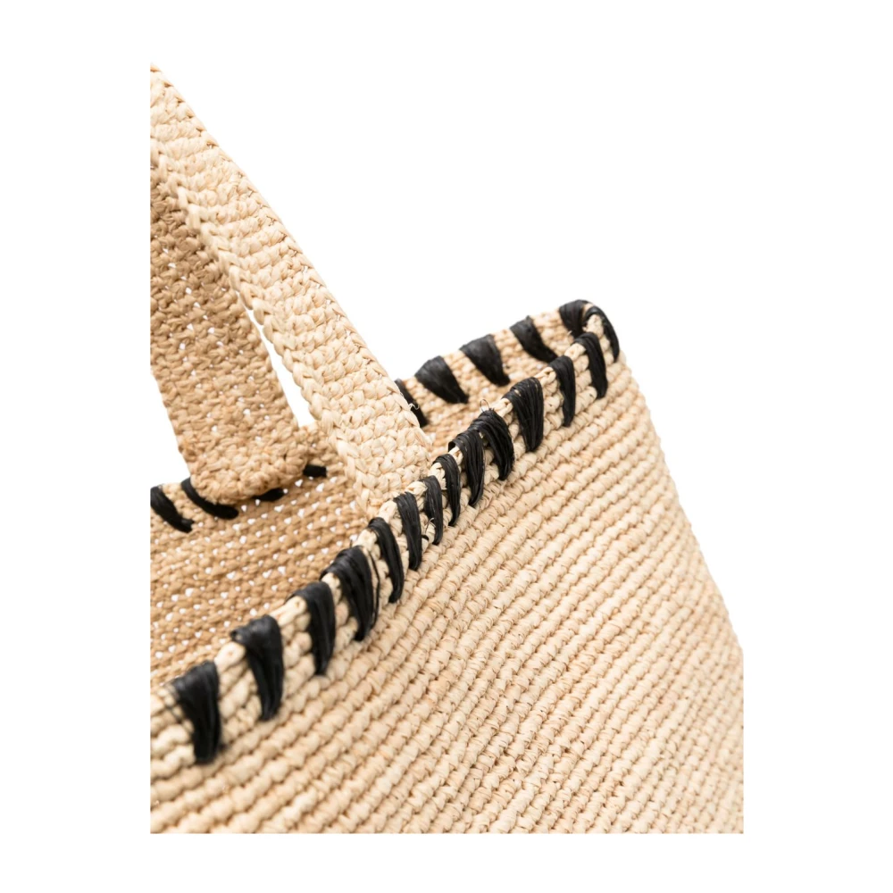 Lanvin Geborduurd Logo Raffia Tote Tas Beige Dames