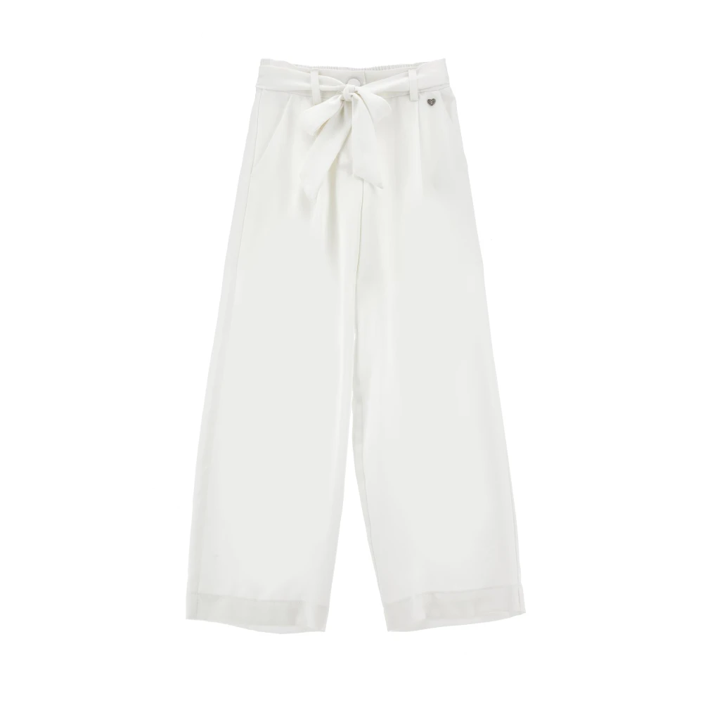 Monnalisa Girls White Pantalone In Raso - Trousers - 15 Y - Kids