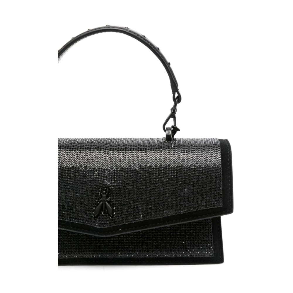 PATRIZIA PEPE Zwarte Leren Rhinestone Tas Black Dames