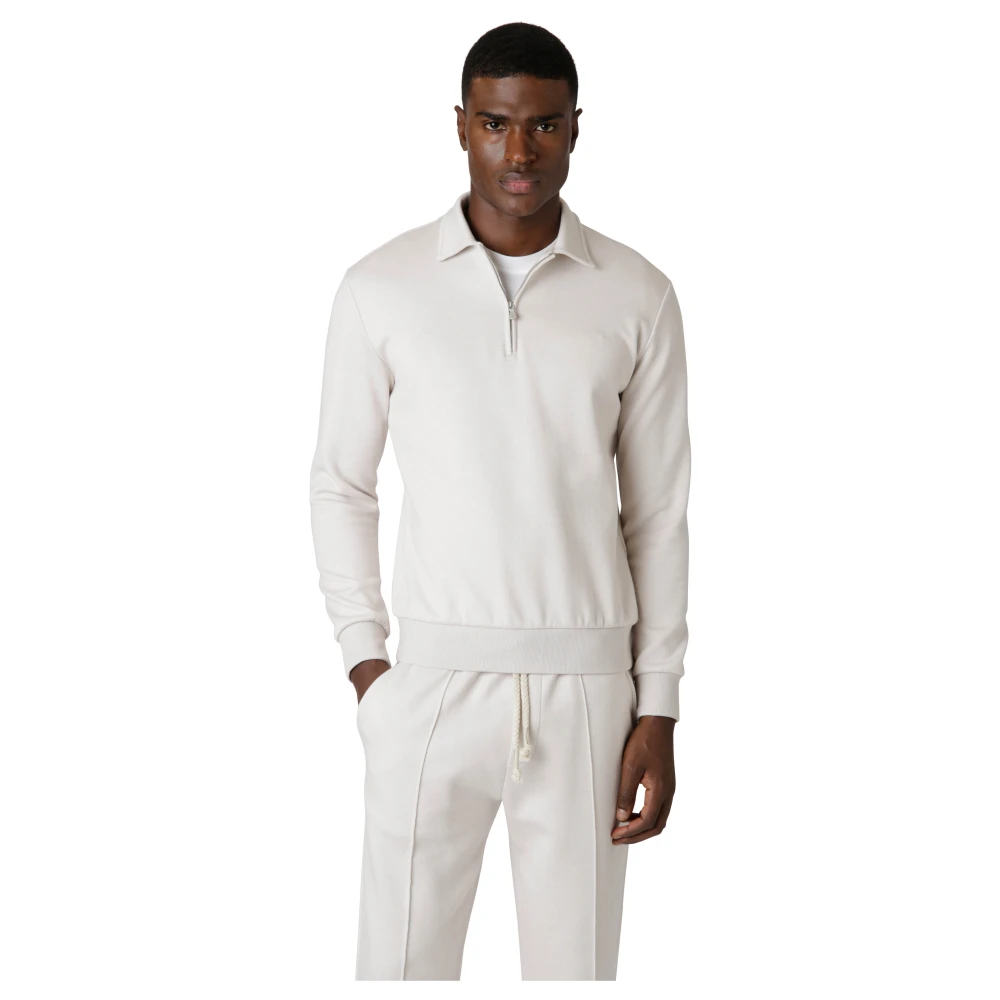 Eleventy Katoen Kasjmier Zijde Polo Shirt Beige Heren