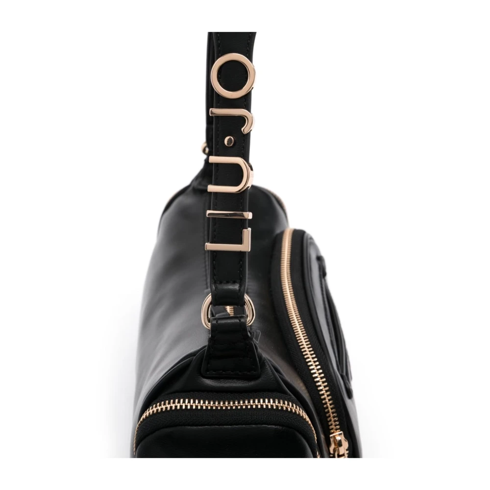 Liu Jo Zwarte Eco Leren Handtas met Metalen Letters Black Dames