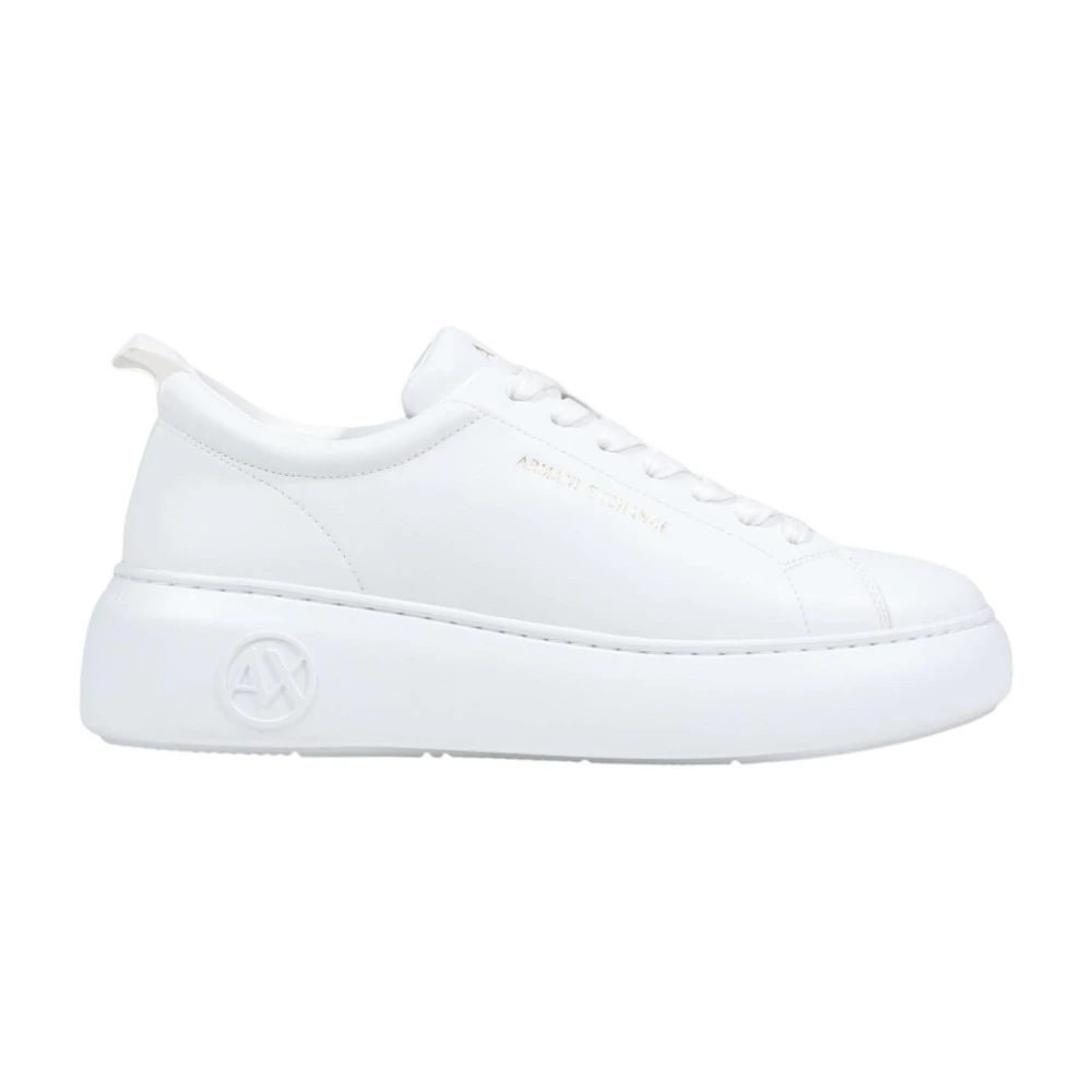 Armani Exchange Women's White Sneakers, 6 Uk, Leather Trainers