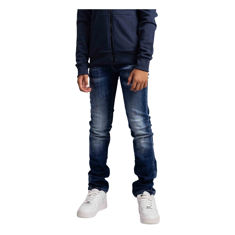 My Brand Svarta Distressed Jeans Neon Rood Kids Blue, Pojke