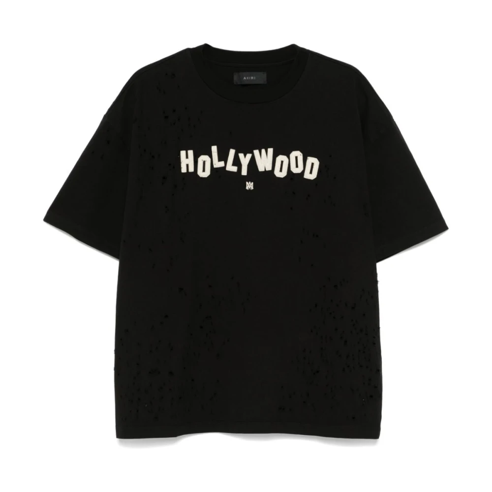 Amiri Zwarte Katoenen Jersey T-shirt met Hollywood Patch Black Heren