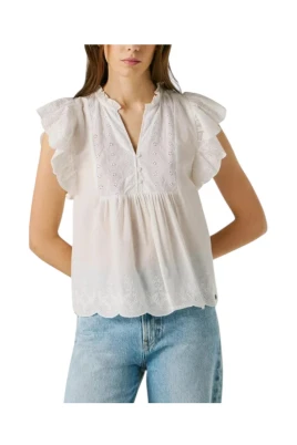 Fluid Ruffle Shoulder Blouse