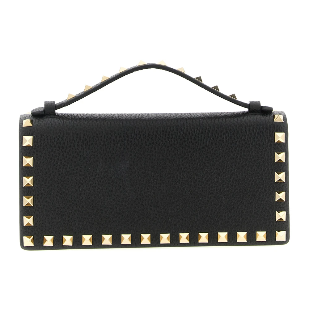 Valentino Garavani Black Rockstud Wallet With Chain - Female - Handbags - One Size - Bags