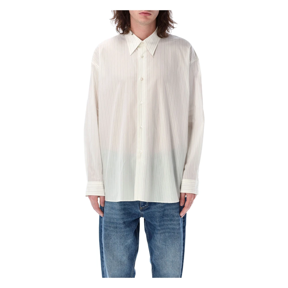 Studio Nicholson Pinstripes Shirt Ecrublack Ss25 White Heren