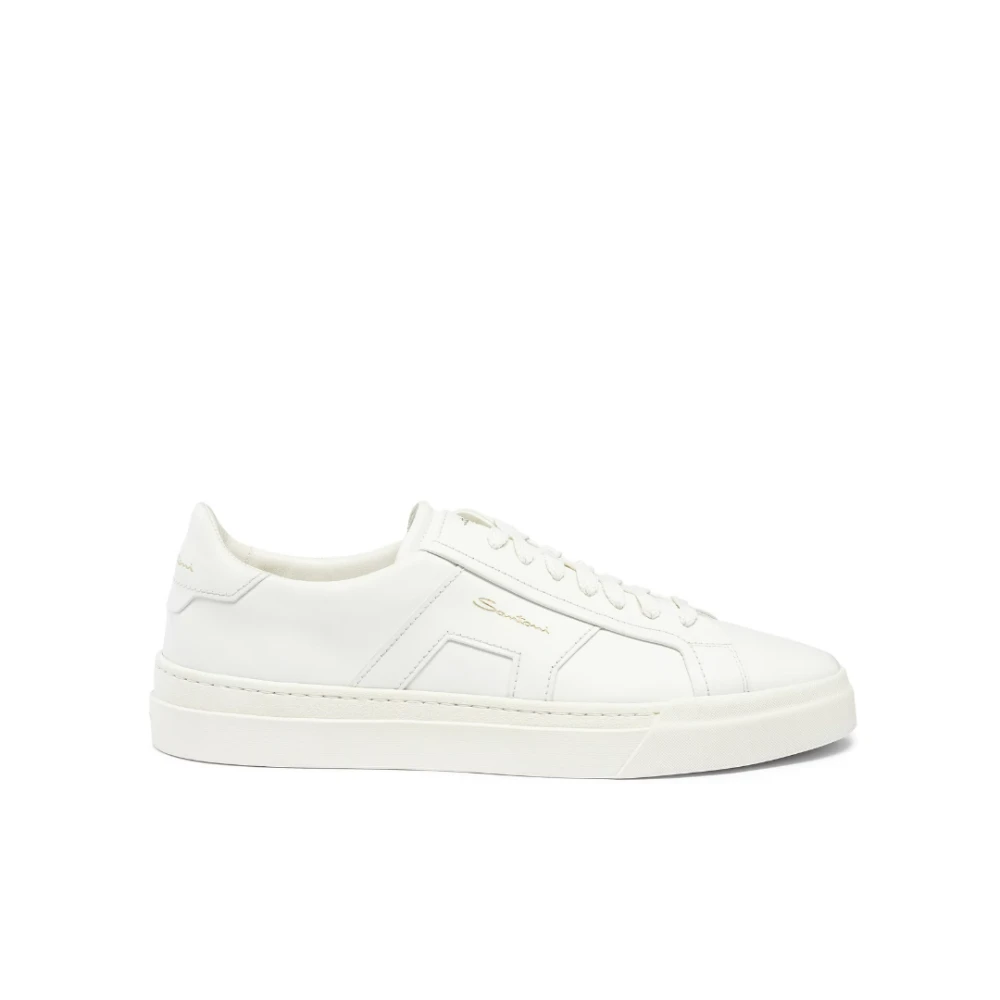 Santoni Men's White Double Buckle Trainers - Sneakers - 11 Uk - Shoes