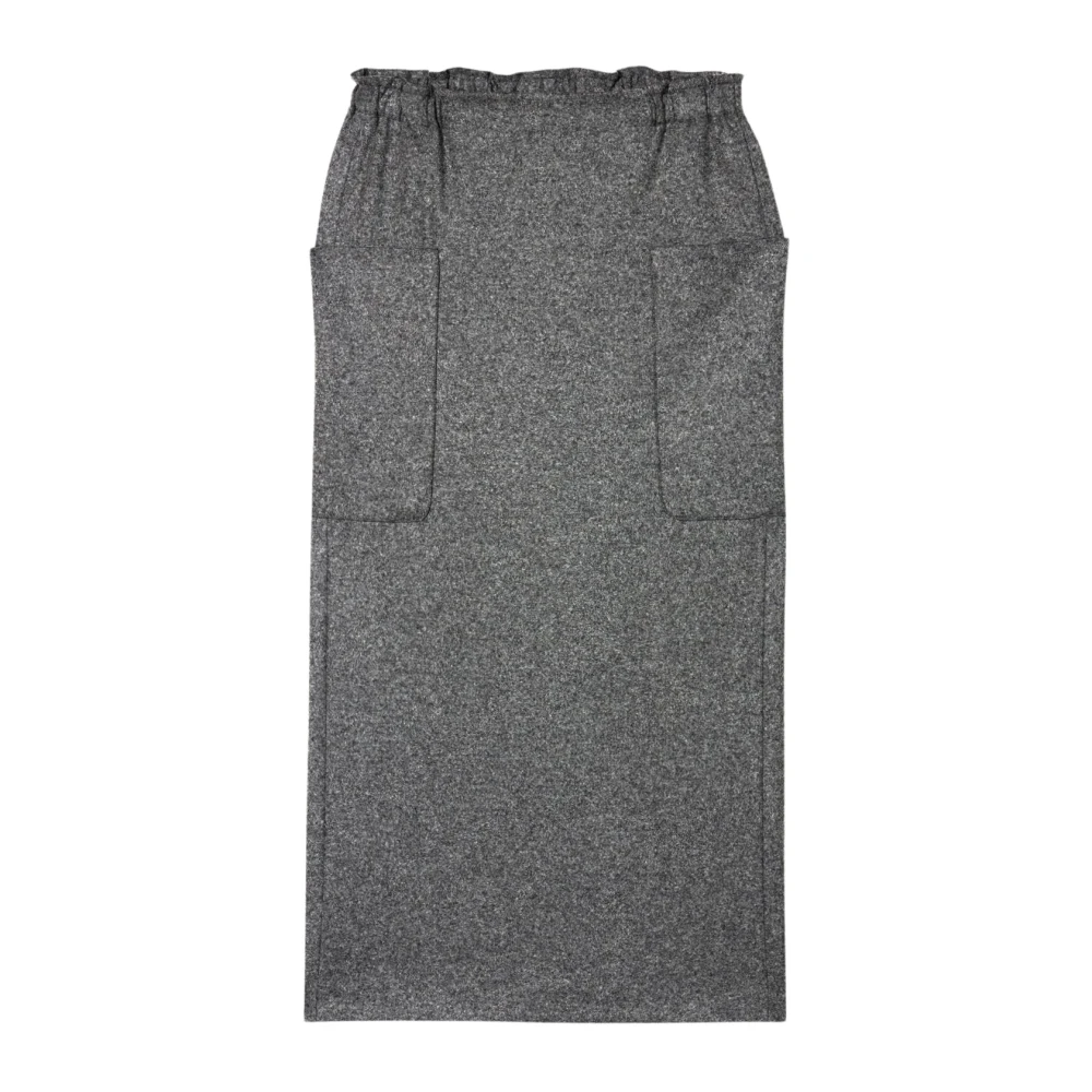 LUISA CERANO Melange Wol Flanel Jersey Lange Rok Gray Dames