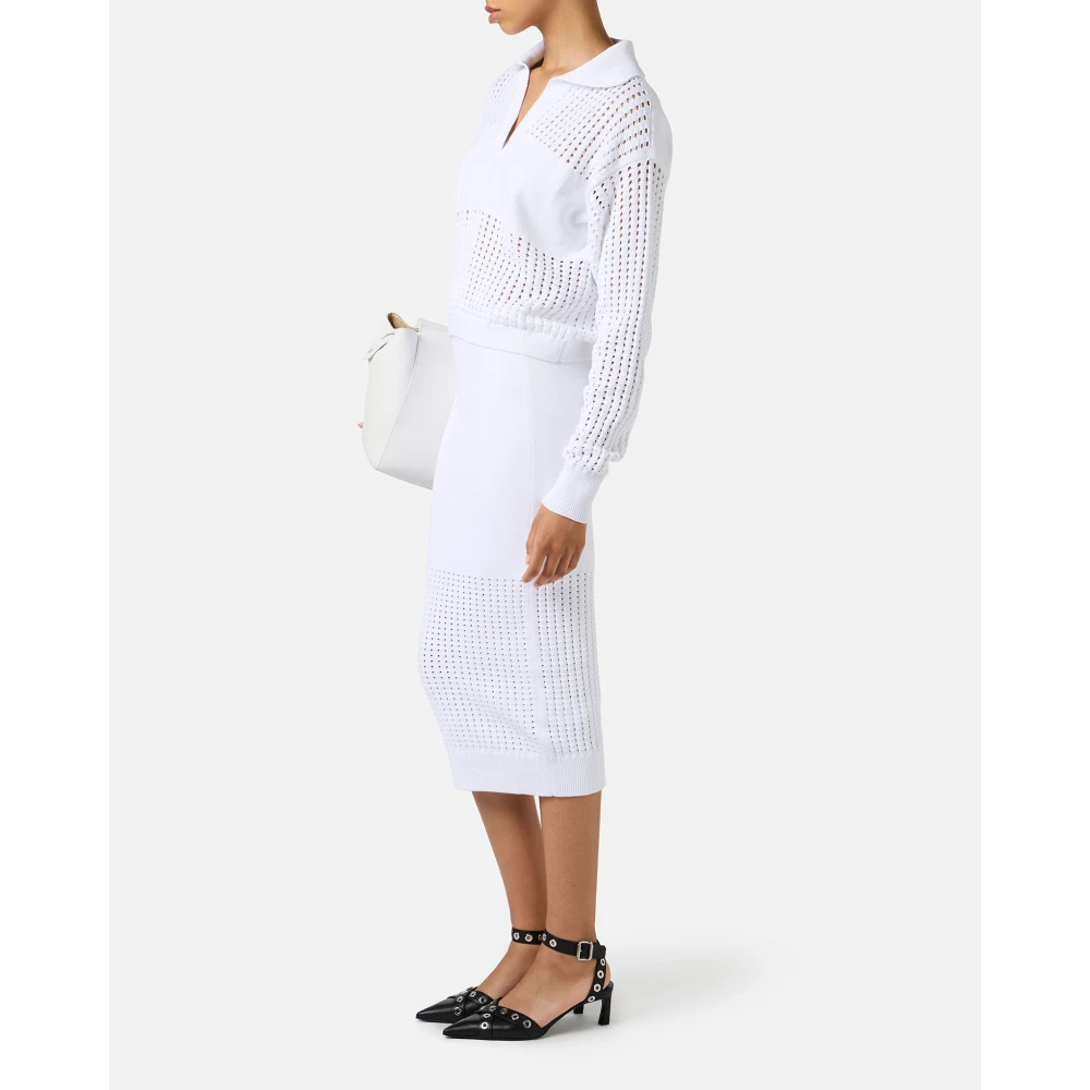 Iceberg Witte katoenen polo met geperforeerde strepen en logo White Dames
