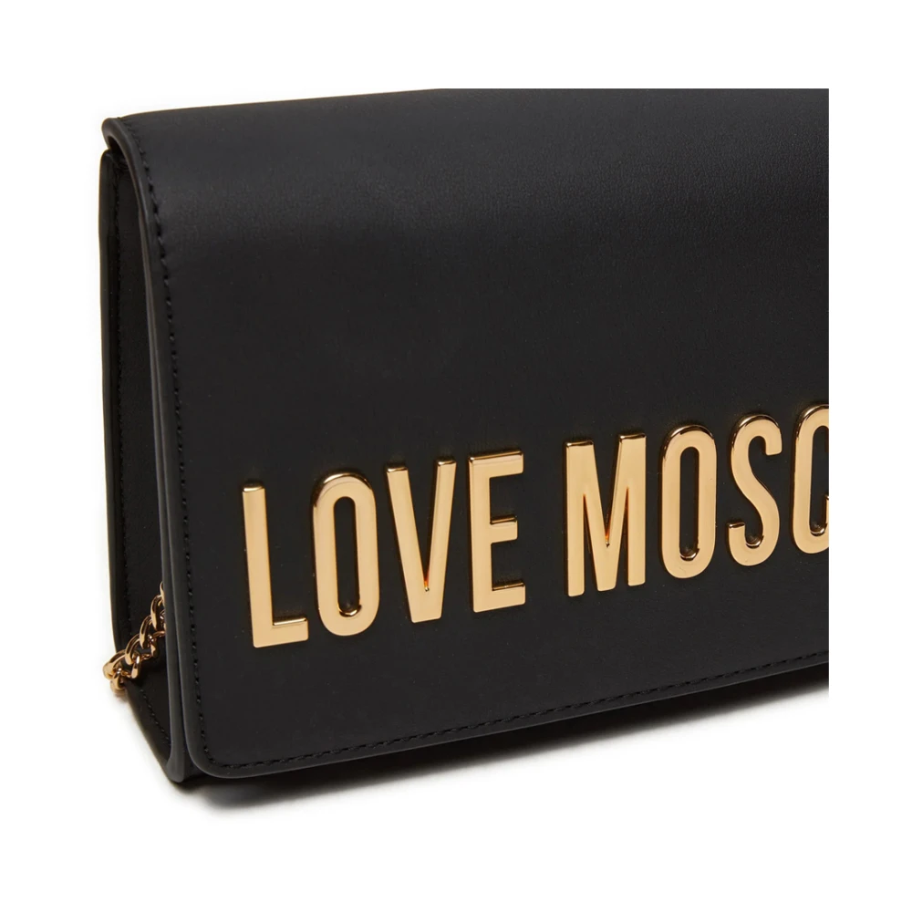 Love Moschino Zwarte Schoudertas met Logoketting Black Dames