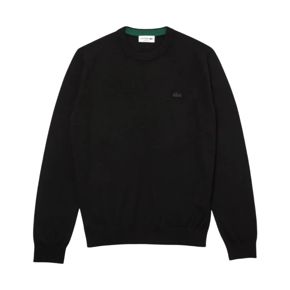 Lacoste Men's Black Sweatshirts, Xs, Merino Wool Crew Neck Jumper
